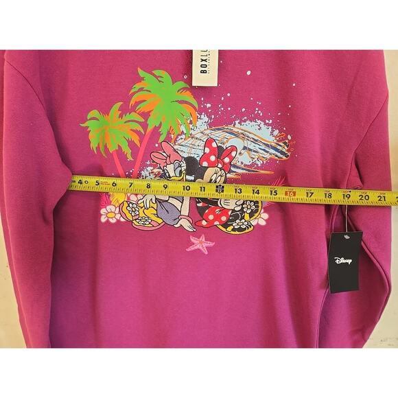 Disney Minnie Mouse and Daisy Duck Hot Pink Beach Crewneck — BoxLunch Small - Picture 9 of 11